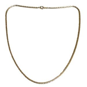 Vintage gold rectangle block link 15” clasp necklace